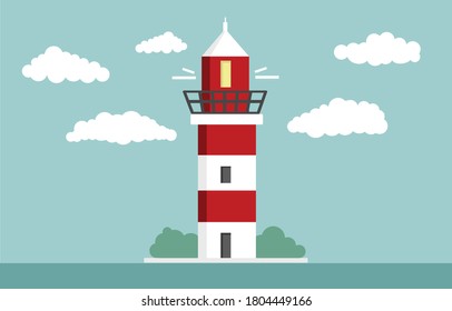 Lighthouse. Flat design, vector illustration.