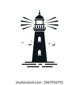Lighthouse flat icon. Isolated vector illustration