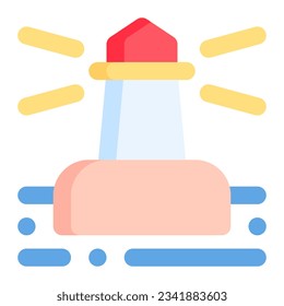 Lighthouse in flat icon. Summer, vacations, beach, building, sea
