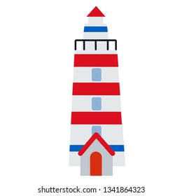 lighthouse flat illustration Marine creatures and underwater world series