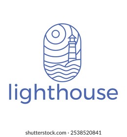 Diseño minimalista del logotipo plano del faro