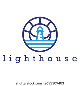 design de logotipo minimalista plano farol
