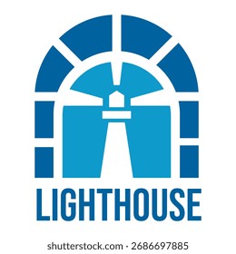 Diseño minimalista del logotipo plano del faro