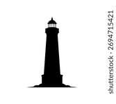 Lighthouse flat silhouette vector flat illustration design.