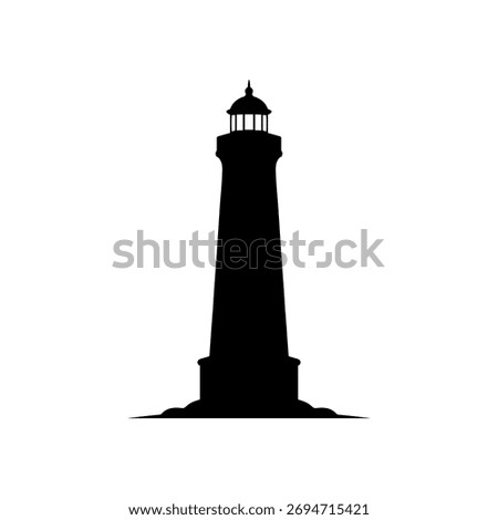 Lighthouse flat silhouette vector flat illustration design.