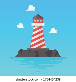 Lighthouse in flat style. Vector illustration