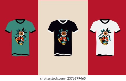 diseño de camisetas vectoriales de faro y flores