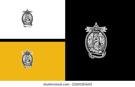 lighthouse and frog vector outline design