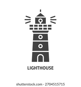 Lighthouse glyph icon. Sign of navigation. Vector illustration.