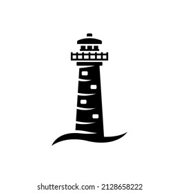lighthouse of glyph style design vector template