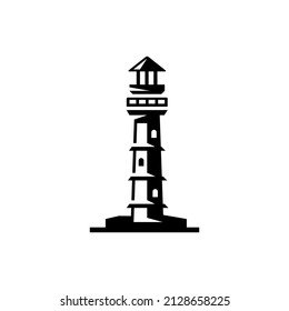 lighthouse of glyph style design vector template