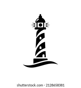 lighthouse of glyph style design vector template