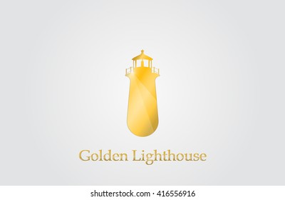 Lighthouse. Golden Lighthouse logo. Creative logo design. Elegant logo