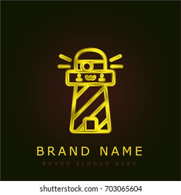 Lighthouse golden metallic logo