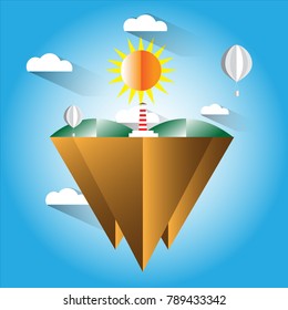 Lighthouse with a good environment. Concept Earth Day.
