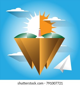 Lighthouse with a good environment. Concept Earth Day.