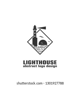 Lighthouse graphic logo template, vector illustration of lighthouse.