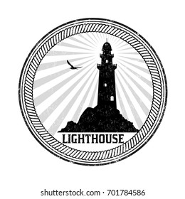 Lighthouse grunge rubber stamp on white background, vector illustration