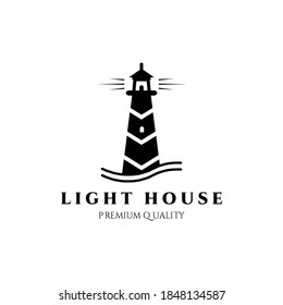 Lighthouse guard tower logo vector illustration design, black vintage symbol