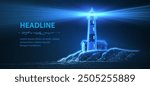 Lighthouse. Guiding light, beacon of hope, lighthouse guide, safe harbor, steady guidance, leadership vision, strategic solution, digital technology, business mission, navigation tech concept.