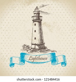 Lighthouse. Hand drawn illustration