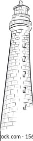 Lighthouse hand drawn illustration on white background . Concept for print, logo, icon, web design  