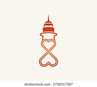 Leuchtturm Herz Logo Design Vektor