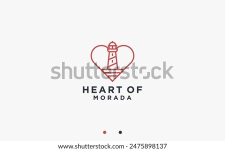 lighthouse with heart logo design vector silhouette illustration