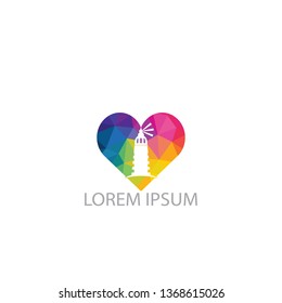 Lighthouse and heart vector logo design. Lighthouse icon logo design vector template illustration.