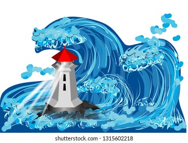 lighthouse in the high sea