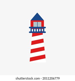 Leuchtturm mit Haussymbol. Vektorgrafik