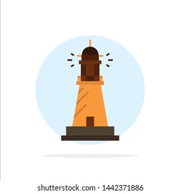 Lighthouse, House, Light, Beach, Ocean Abstract Circle Background Flat color Icon