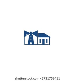 Lighthouse house logo design combination.