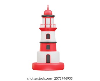 Lighthouse icon 3d render illustration