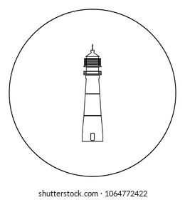 Lighthouse icon black color in circle vector illustration