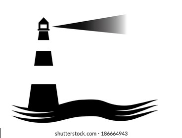 Lighthouse Icon in Black and White. Vector