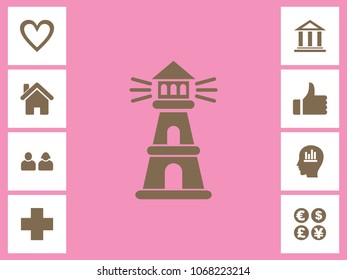 Lighthouse Icon With Bonus Icons. Eps-10.