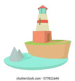 Lighthouse icon. Cartoon illustration of lighthouse vector icon for web