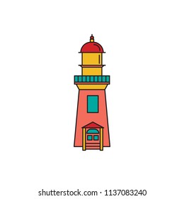 Lighthouse icon, cartoon style