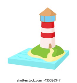 Lighthouse icon in cartoon style