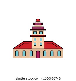 Lighthouse icon. Cartoon lighthouse vector icon for web design isolated on white background