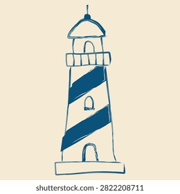 Lighthouse icon for coastal navigation and nautical travel design