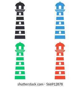 Lighthouse icon - colored vector  set
