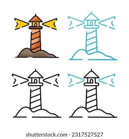 Lighthouse icon design in four variation color