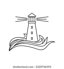 lighthouse icon design. nautical tower building sign and symbol.