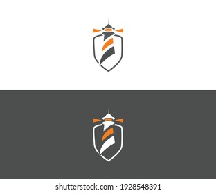 lighthouse icon design with ocean waves and seagulls