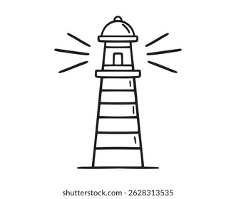 lighthouse icon doodle hand drawn. Outline lighthouse line drawing clipart symbol. Vector illustration