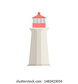 Lighthouse icon in flat cartoon style isolated on white background. Vector illustration
