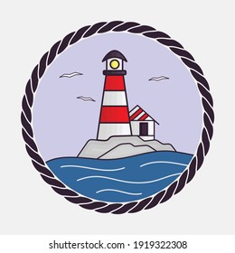 Lighthouse icon. Flat design style vector illustration