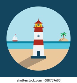 Lighthouse icon. Flat design style. 